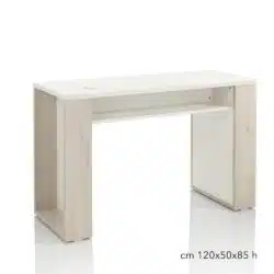 Tavolo manicure in legno Larice naturale e laminato bianco per estetista nail art senza aspiratore