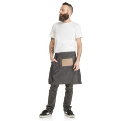 BARBER FRISEURSCHÜRZE AUS DENIM MIT ÖKO-LEDEREINSÄTZEN MOD.JOHN