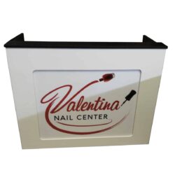 Kassentheke für Friseursalon, Friseursalon, Schönheitssalon, italienisches Spa mit Logo und LED-Beleuchtung