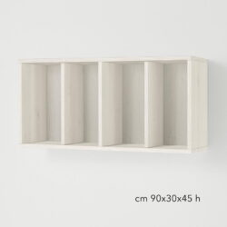 Offener Schrank mit Regalen aus weißer Lärche für Beauty-Spa-Wellnesscenter