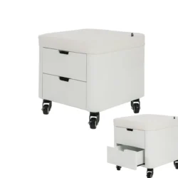 NIEDRIGER PEDIKÜREHOCKER MIT ROLLEN UND SCHUBLADEN