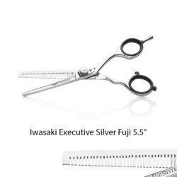 Effilierschere 5,5" für Haare, japanischer AISI 430 extra polierter Stahl, IWASAKI EXECUTIVE SILVER FUJI