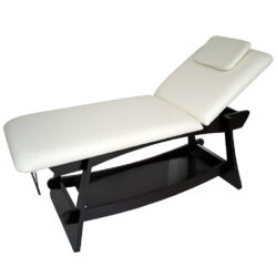 Festes Holzbett in Wenge-Farbe mit 1 gemeinsamen Spa-Massage-Holzregal DELTO