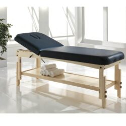Höhenverstellbarer Massagetisch aus Holz für Kosmetikerinnen, Spas und Schönheitszentren, Rollenhalter mit Gesichtsloch