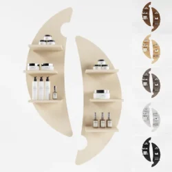 Mond-Wanddisplay aus Birkenholz für Beauty-Spa-Wellnesscenter