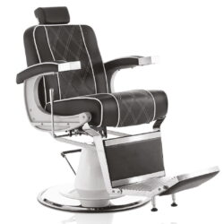 Friseurstuhl HAIR GRANADA Chrom, schwarz oder grün, runder Fuß, Öko-Leder, himmelblau
