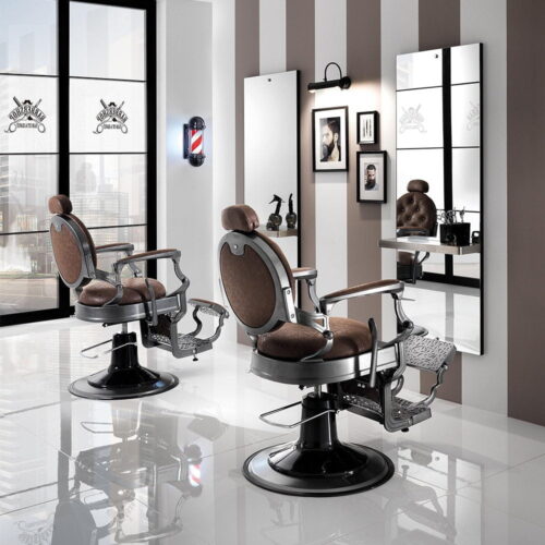Friseurstuhl, verstellbar, Custom Roadster, Messing – Bild 4