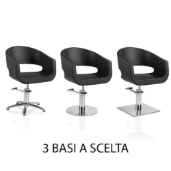 Friseurstuhl aus schwarzem Ökoleder Sky HAIR STYLO