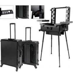 PROFESSIONELLE TROLLEY-MAKE-UP-STATION mit 6 3W-LEUCHTEN