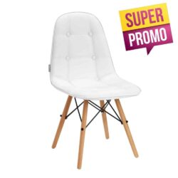 Öko-Lederstuhl mit Holzbeinen aus weißem Öko-Leder für Kosmetikerinnen und Maniküre-Studios