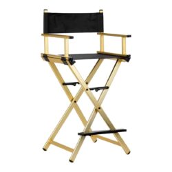 Make-up-Regisseurstuhl, hoher professioneller Hocker aus goldfarbenem Aluminium