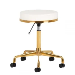 Kosmetikhocker Stuhl mit Rollen gold und weiß