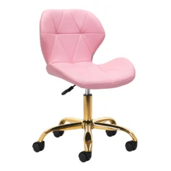 Verstellbarer Stuhl mit Rollen für Kosmetikerin Beauty Center Rosa