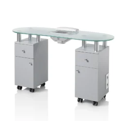 Eingebauter Ventilator, Glastisch mit Dunstabzugshaube für Kosmetikerin, 2 Schubladen